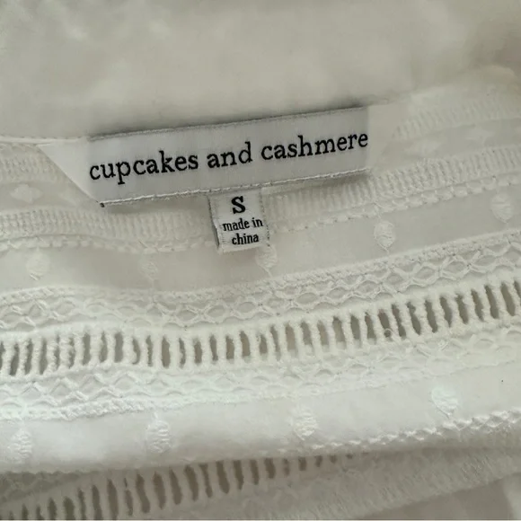 Cupcakes & Cashmere White Embroidered Cotton Collared Shirttail Mini Dress Sz S - Picture 8 of 9